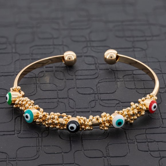 4 braceletsEvil eye, Nazar Gold Metal, talisman, open cuff, turkish eye - Picture 10 of 16